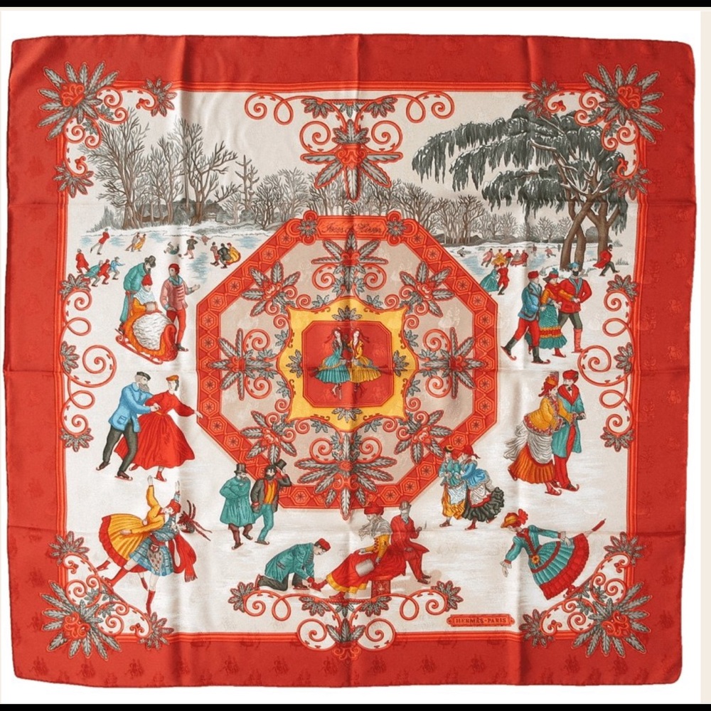 Hermes Joies d'Hiver by J. Metz silk scarf